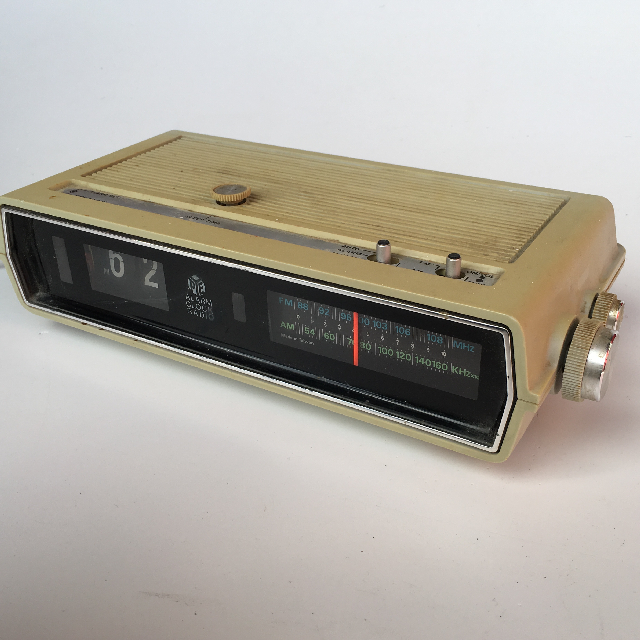 CLOCK, Flip Clock Radio - Yellowed PYE